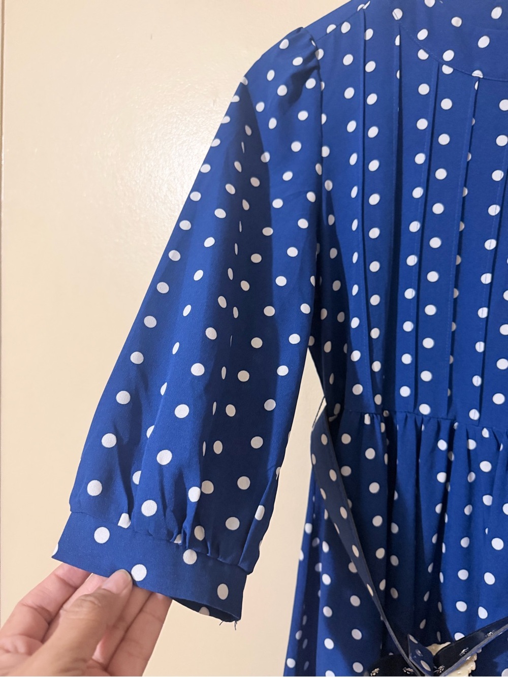 SHEIN Royal Blue Polka Dot Maxi Dress with Decorative Buckle - Picture 5 of 10